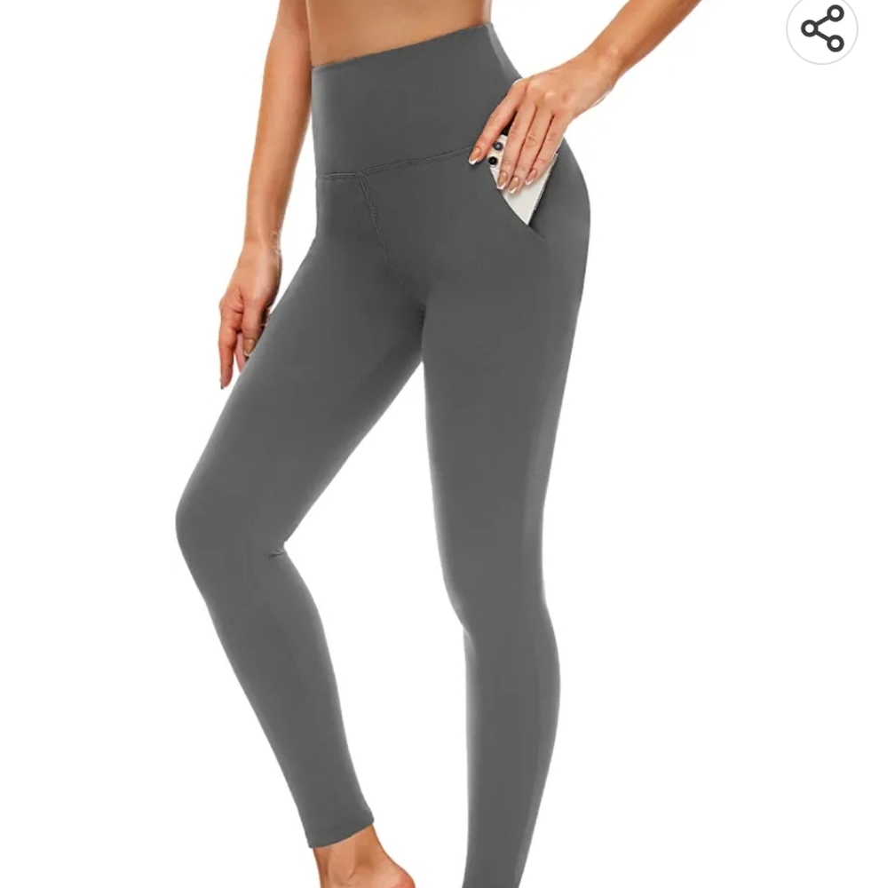 Gray leggings with front packets super soft soft,  Tummy  control high-waisted m